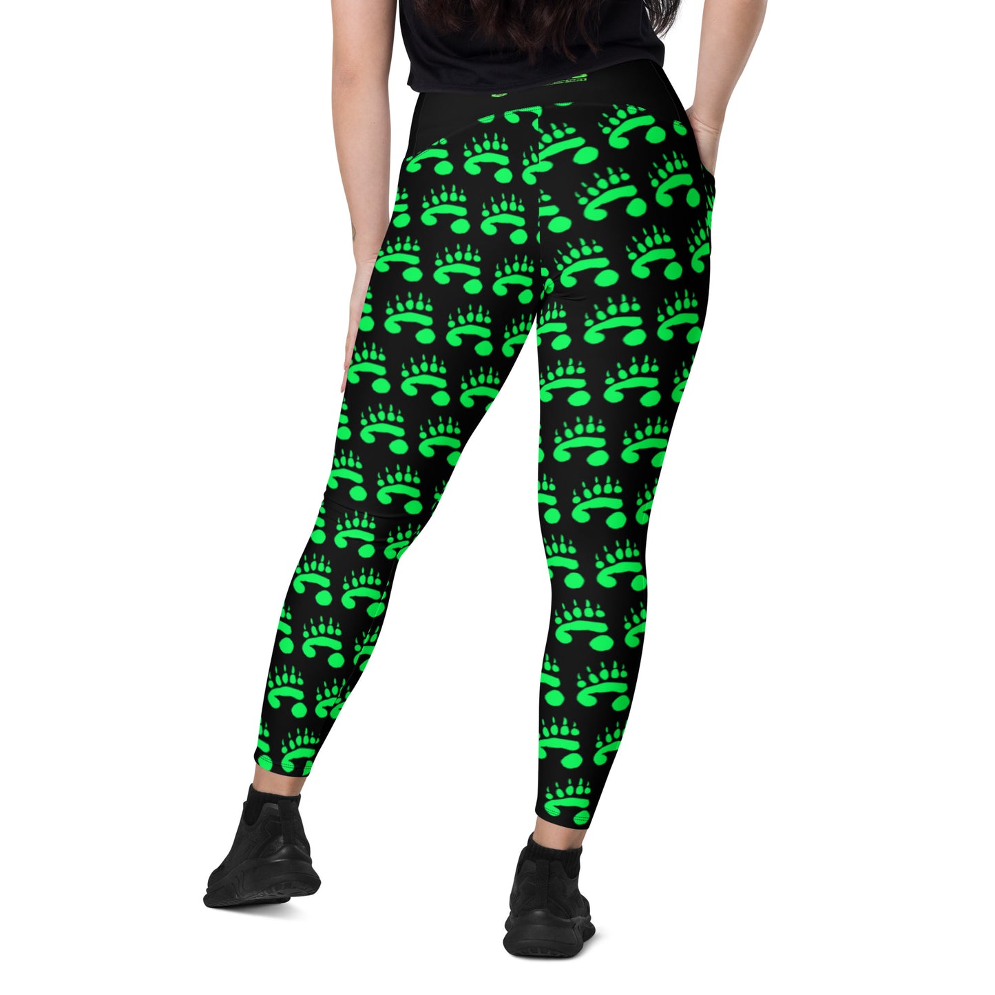 PandaPwr Green Paw Leggings with pockets