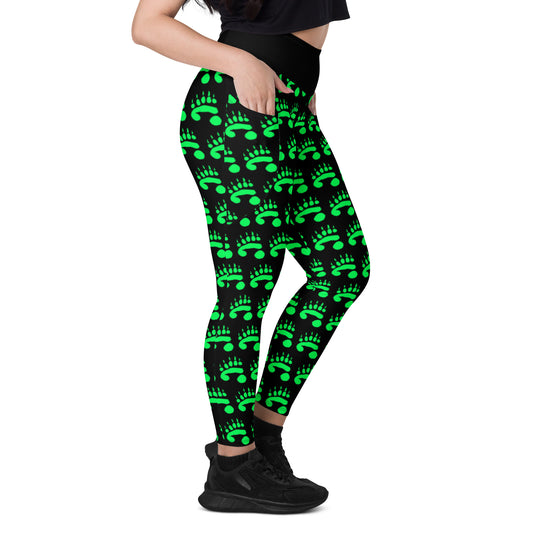 PandaPwr Green Paw Leggings with pockets