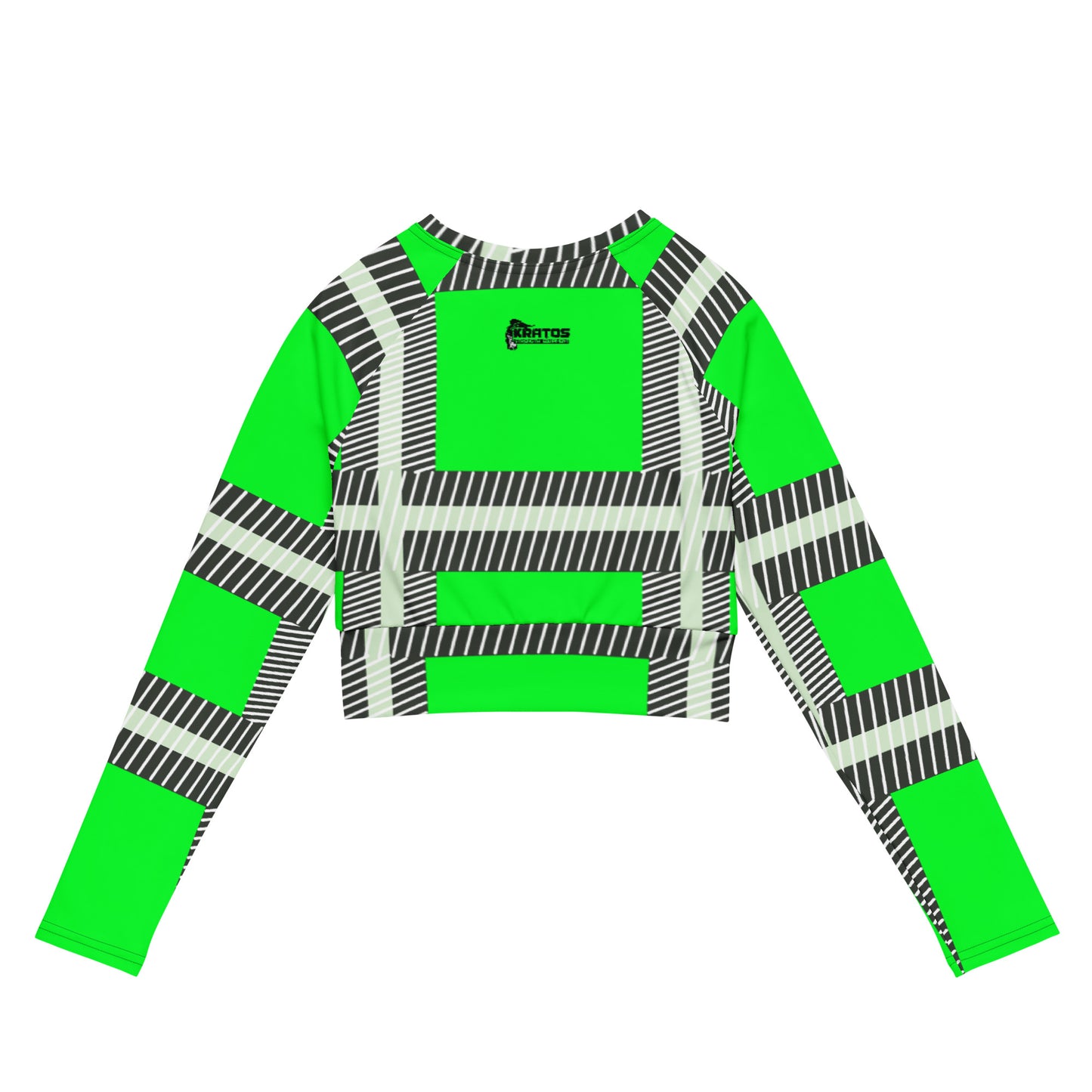 PandaPwr Checker Stripe Recycled long-sleeve crop top