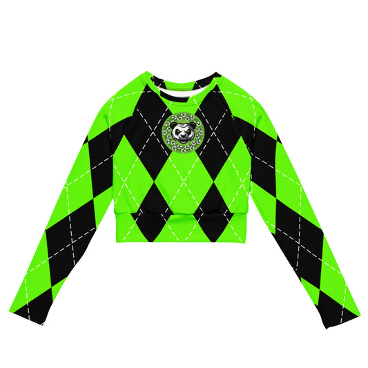 PandaPwr Argyle Recycled long-sleeve crop top